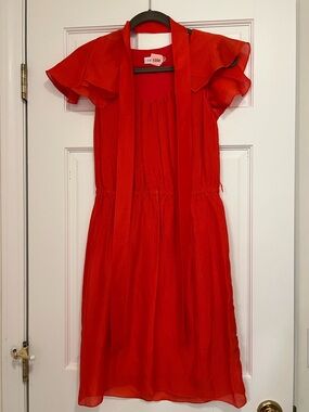 Calvin Klein Bright Orange Flutter Sleeve Dress